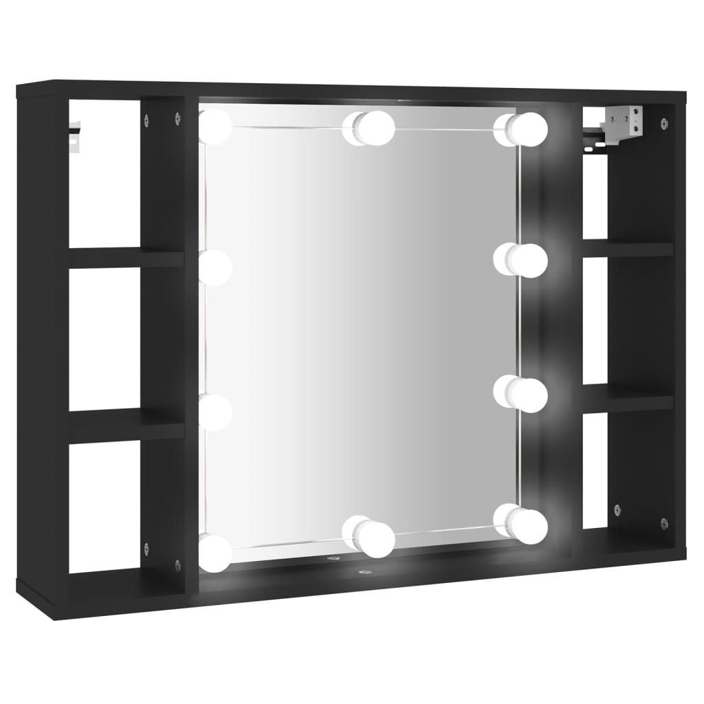 Spiegelkast met LED-verlichting 76x15x55 cm zwart is nu te koop bij PeponiXL, paradijselijk wonen!