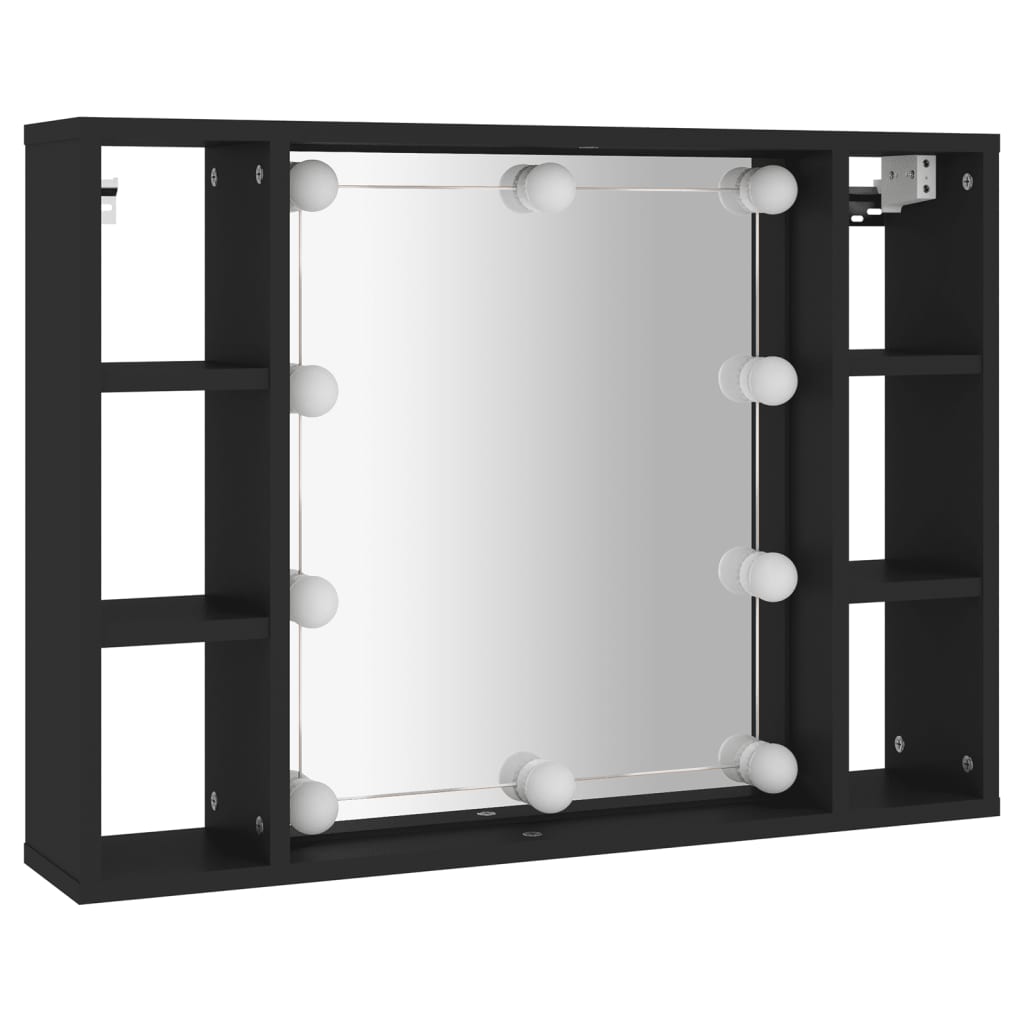 Spiegelkast met LED-verlichting 76x15x55 cm zwart is nu te koop bij PeponiXL, paradijselijk wonen!
