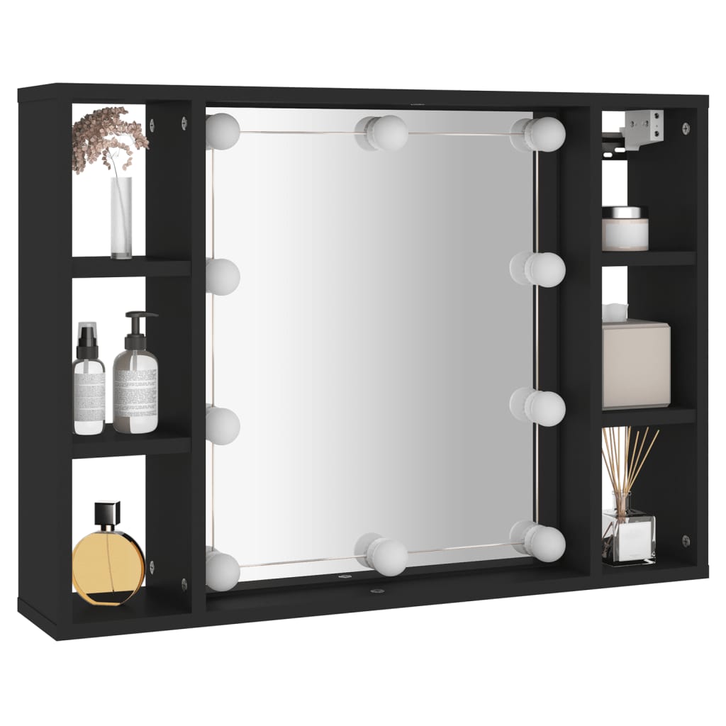 Spiegelkast met LED-verlichting 76x15x55 cm zwart is nu te koop bij PeponiXL, paradijselijk wonen!