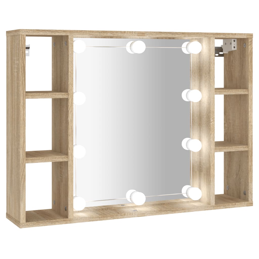 Spiegelkast met LED-verlichting 76x15x55 cm sonoma eikenkleur is nu te koop bij PeponiXL, paradijselijk wonen!
