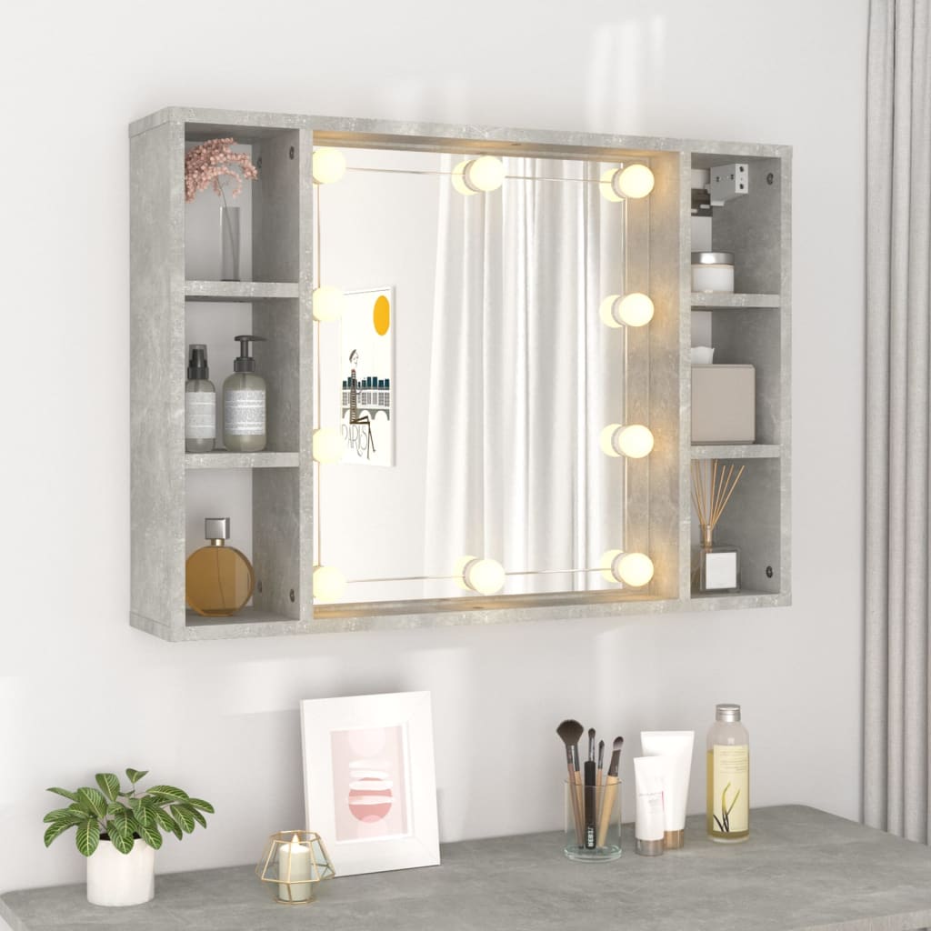 Spiegelkast met LED-verlichting 76x15x55 cm betongrijs is nu te koop bij PeponiXL, paradijselijk wonen!