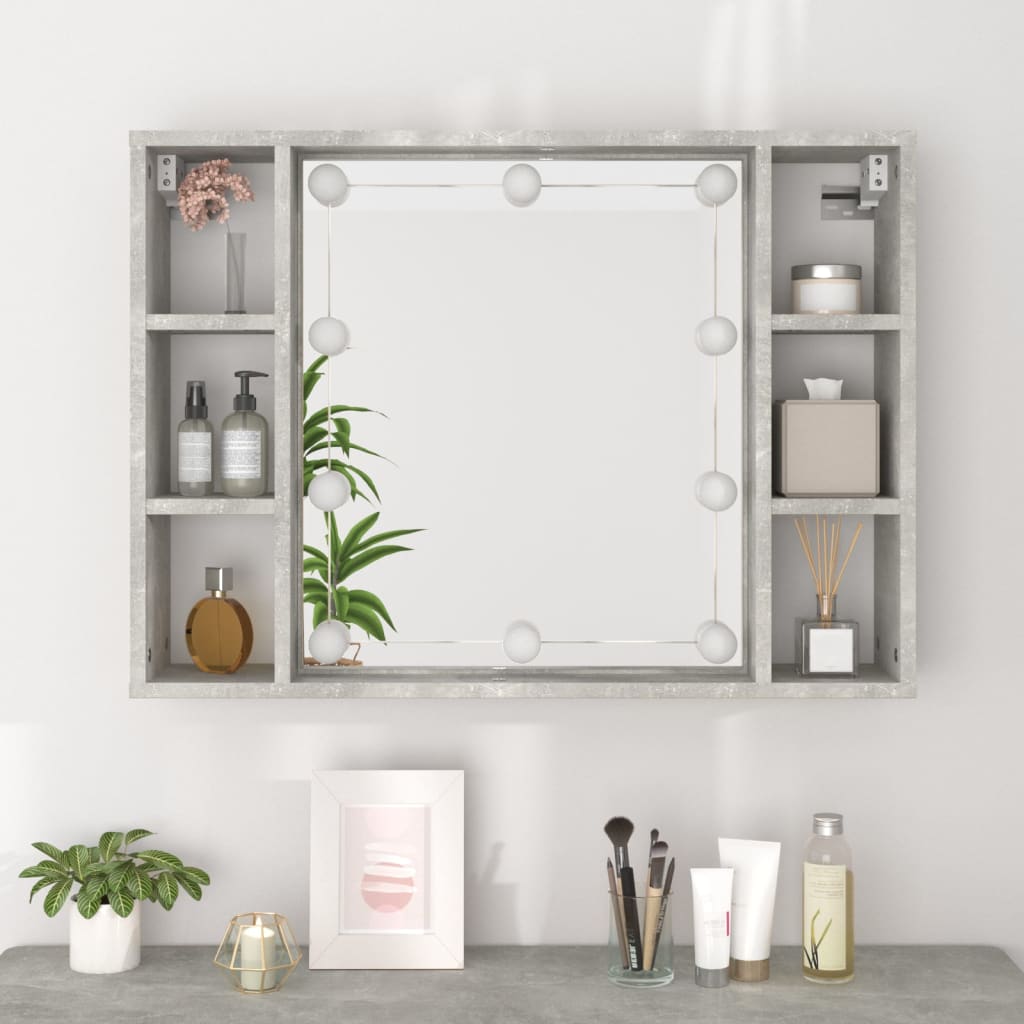 Spiegelkast met LED-verlichting 76x15x55 cm betongrijs is nu te koop bij PeponiXL, paradijselijk wonen!