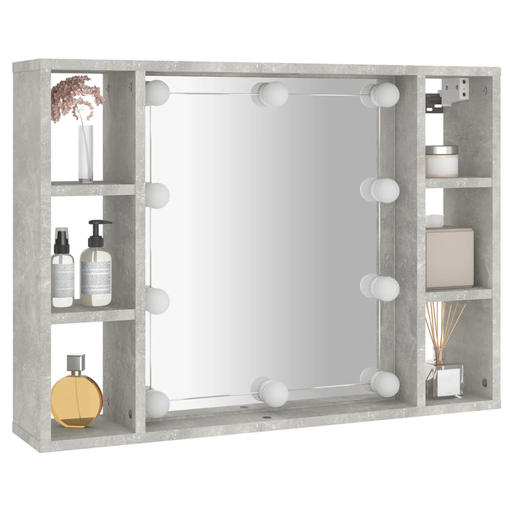 Spiegelkast met LED-verlichting 76x15x55 cm betongrijs is nu te koop bij PeponiXL, paradijselijk wonen!
