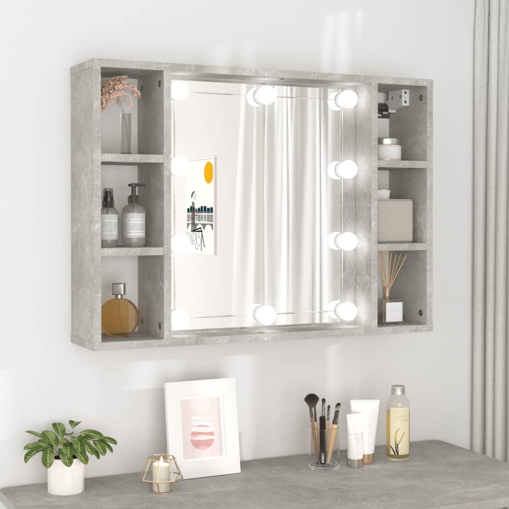 Spiegelkast met LED-verlichting 76x15x55 cm betongrijs is nu te koop bij PeponiXL, paradijselijk wonen!