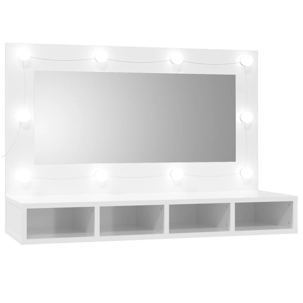 Spiegelkast met LED-verlichting 90x31,5x62 cm hoogglans wit is nu te koop bij PeponiXL, paradijselijk wonen!