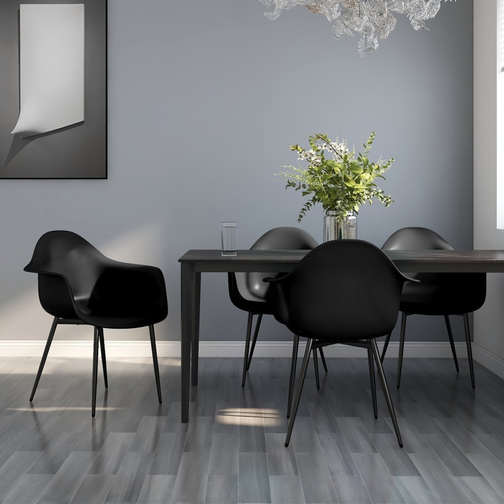 Eetkamerstoelen 4 st PP zwart is nu te koop bij PeponiXL, paradijselijk wonen!