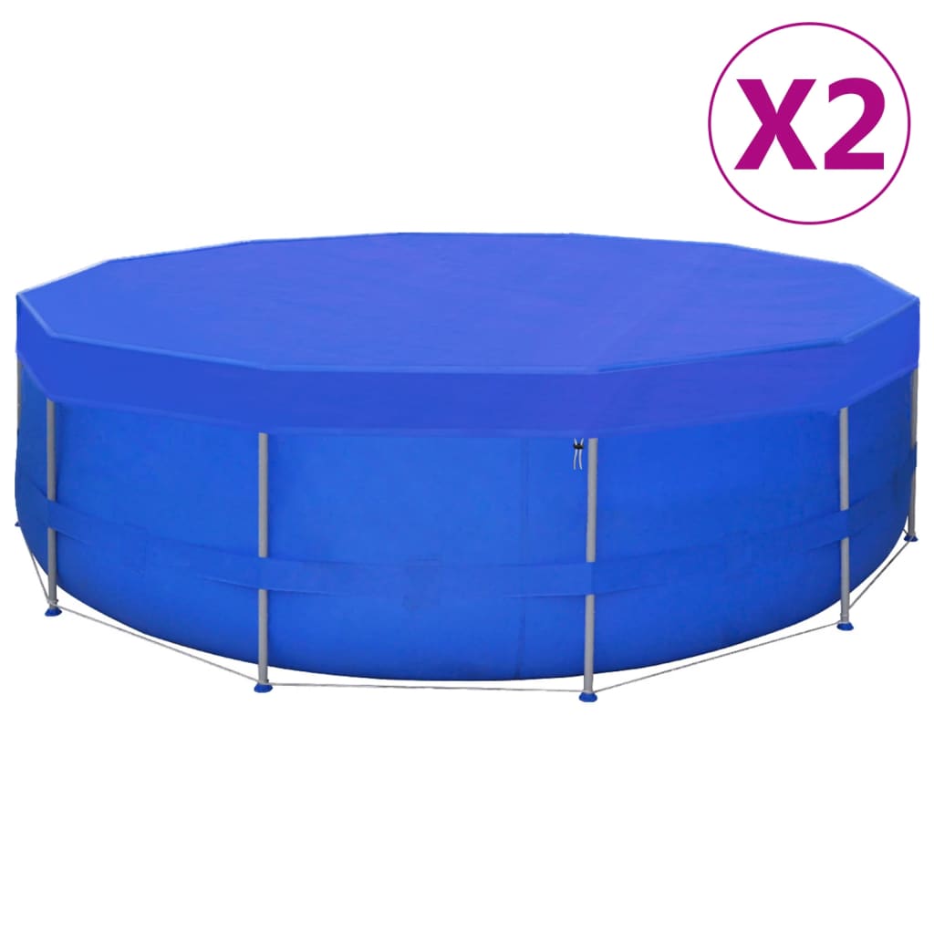 Zwembadhoezen 2 st rond 90 g/m² 460 cm PE is nu te koop bij PeponiXL, paradijselijk wonen!