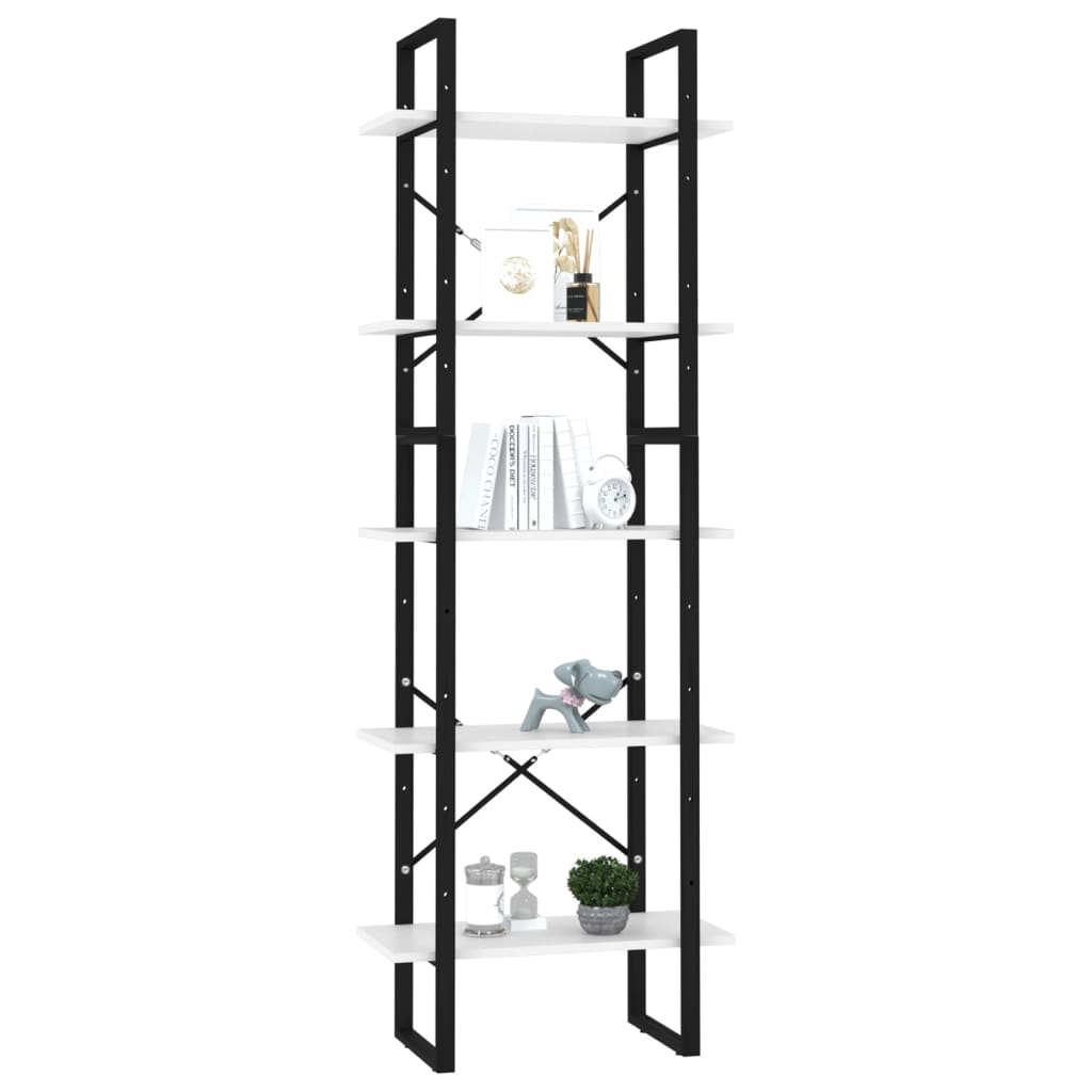 Boekenkast met 5 schappen 60x30x175 cm bewerkt hout wit is nu te koop bij PeponiXL, paradijselijk wonen!