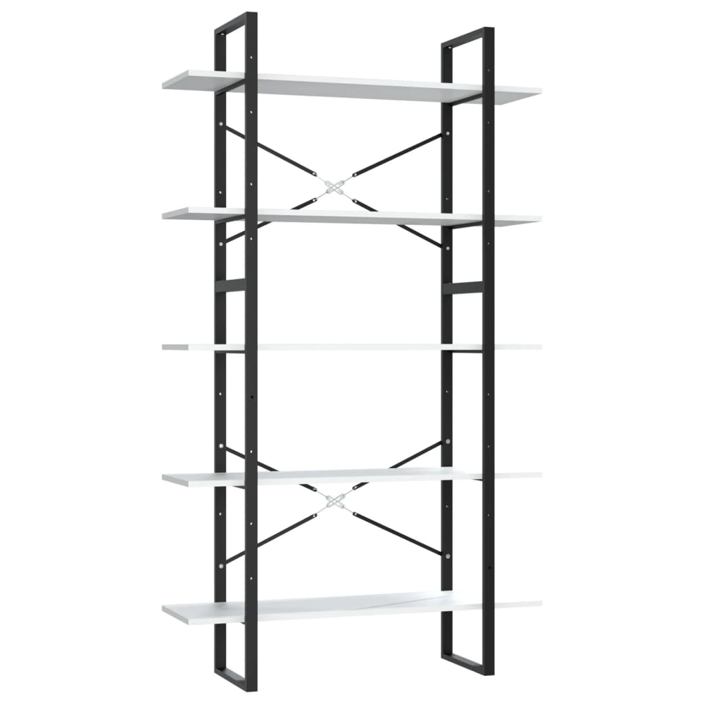 Boekenkast met 5 schappen 100x30x175 cm bewerkt hout wit is nu te koop bij PeponiXL, paradijselijk wonen!
