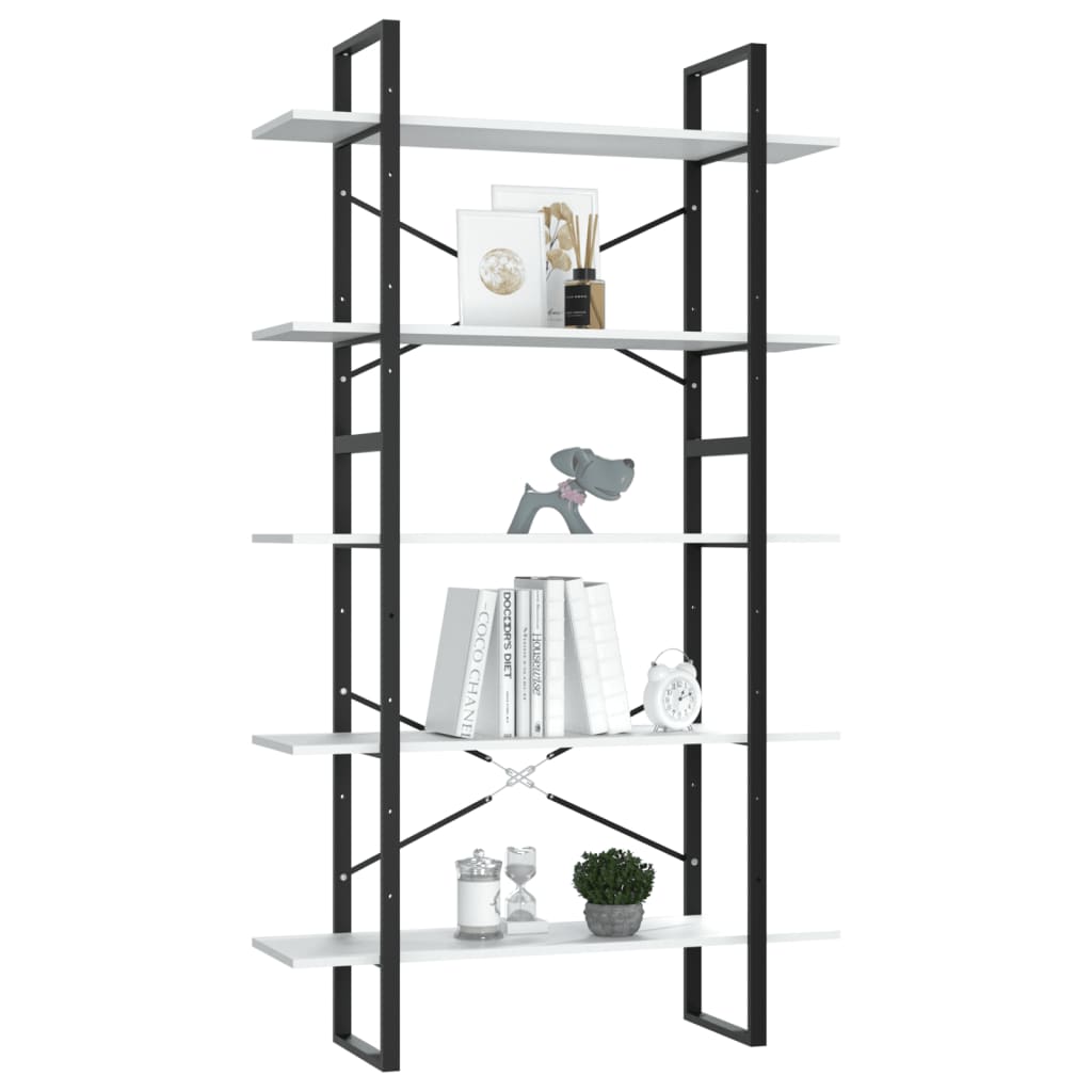 Boekenkast met 5 schappen 100x30x175 cm bewerkt hout wit is nu te koop bij PeponiXL, paradijselijk wonen!
