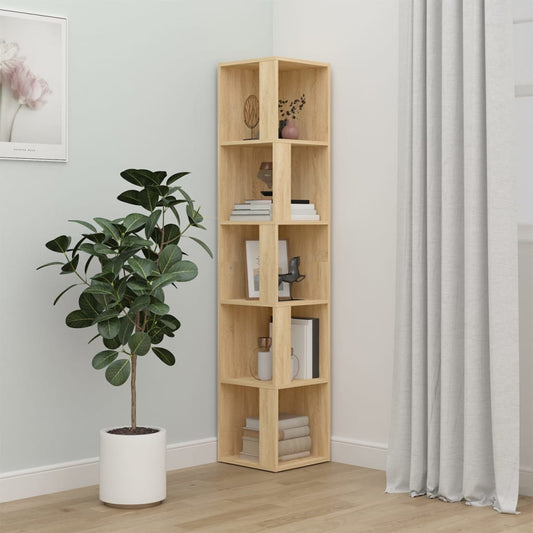 Hoekkast 33x33x164,5 cm bewerkt hout sonoma eikenkleurig is nu te koop bij PeponiXL, paradijselijk wonen!