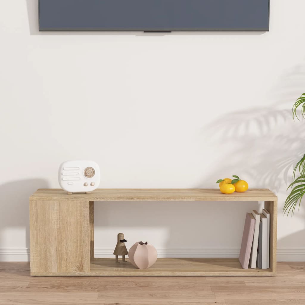 Tv-meubel 100x24x32 cm bewerkt hout sonoma eikenkleurig is nu te koop bij PeponiXL, paradijselijk wonen!