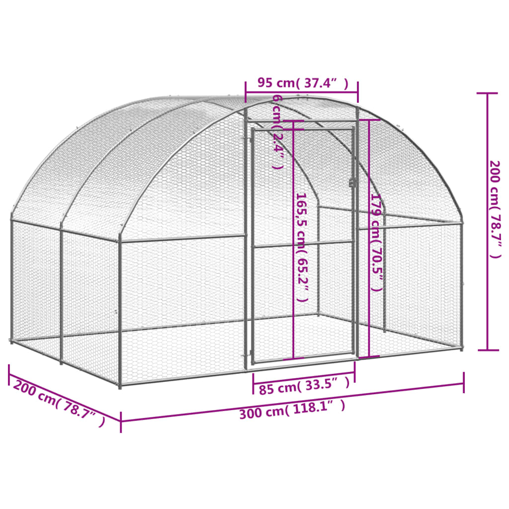 Kippenren 3x2x2 m gegalvaniseerd staal is nu te koop bij PeponiXL, paradijselijk wonen!
