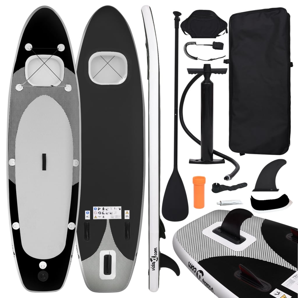 Stand Up Paddleboardset opblaasbaar 300x76x10 cm zwart is nu te koop bij PeponiXL, paradijselijk wonen!