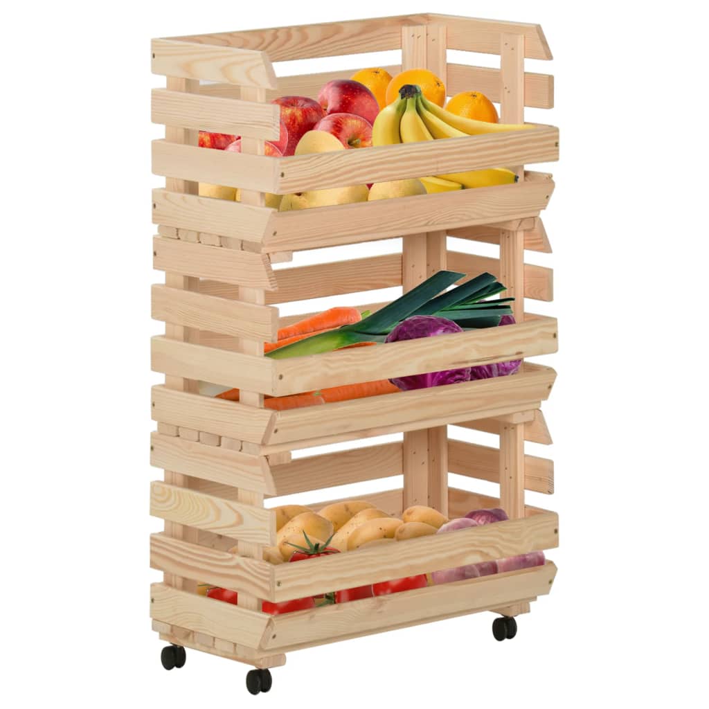 Groentetrolley 37x30x80 cm massief grenenhout is nu te koop bij PeponiXL, paradijselijk wonen!