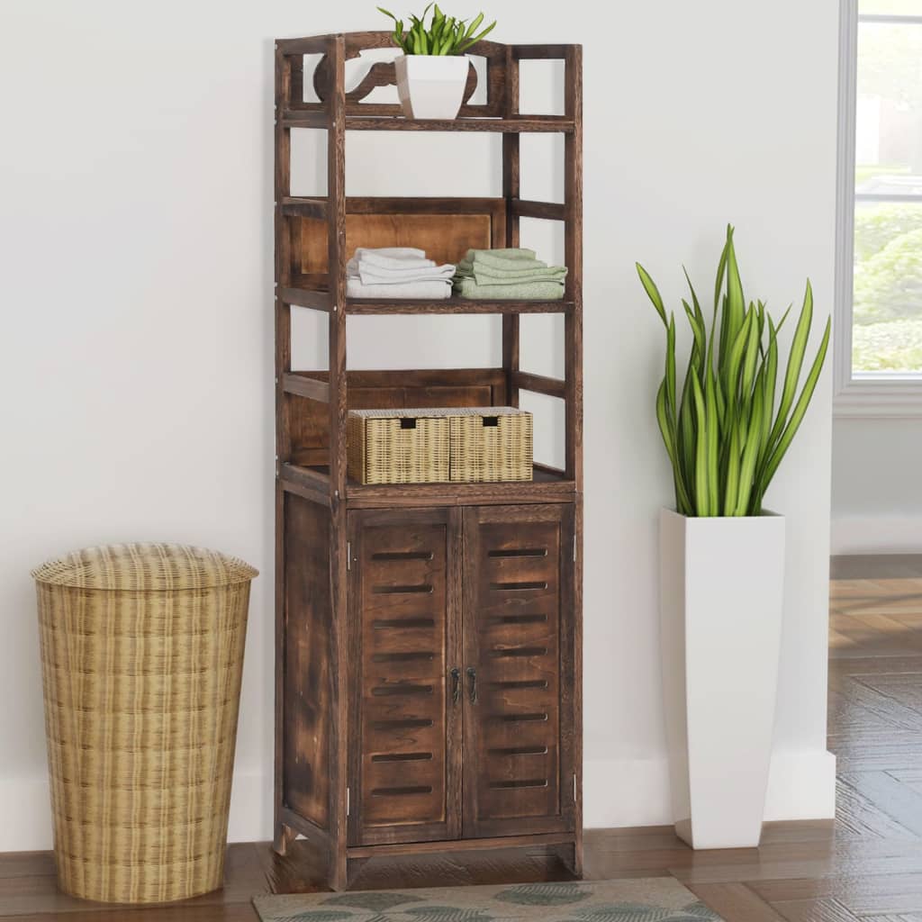 Wandkast 46x24x140 cm massief paulowniahout donkerbruin is nu te koop bij PeponiXL, paradijselijk wonen!