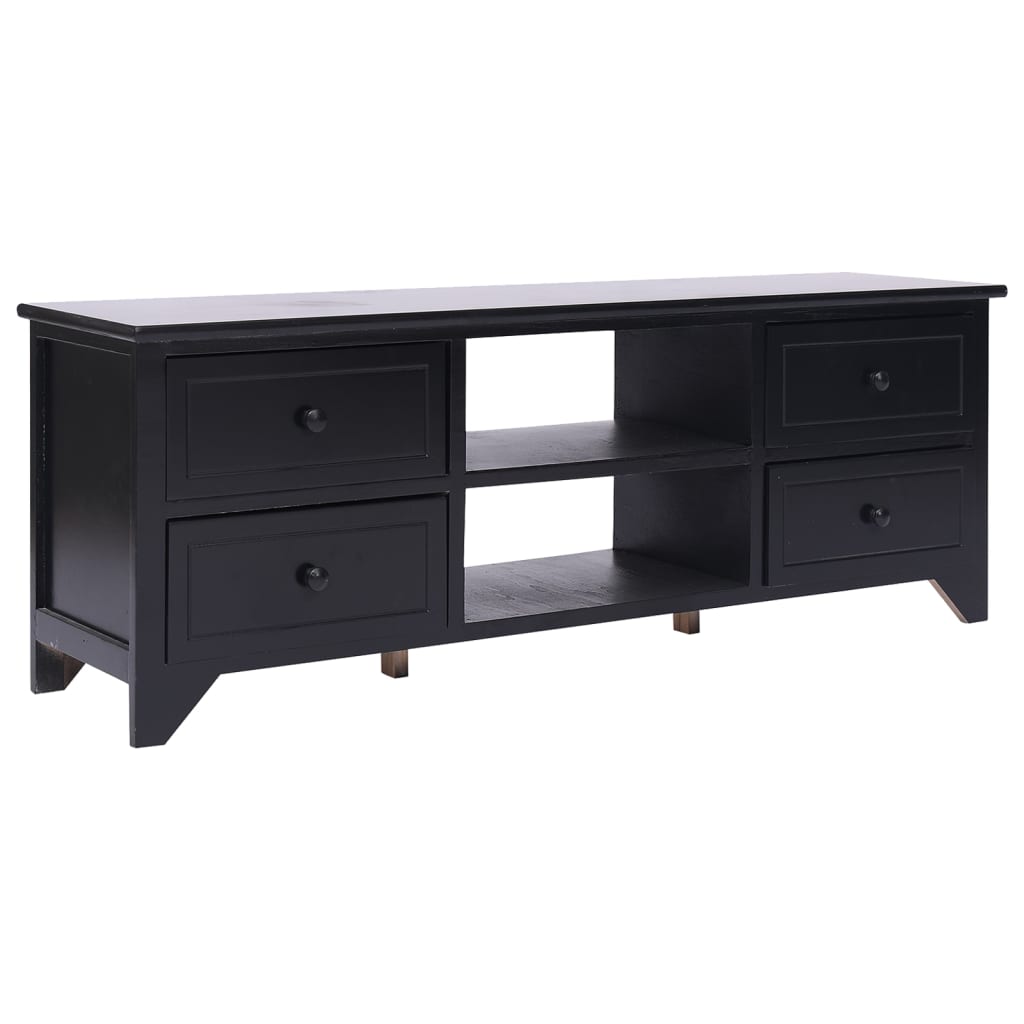 Tv-meubel 108x30x40 cm massief paulowniahout zwart is nu te koop bij PeponiXL, paradijselijk wonen!