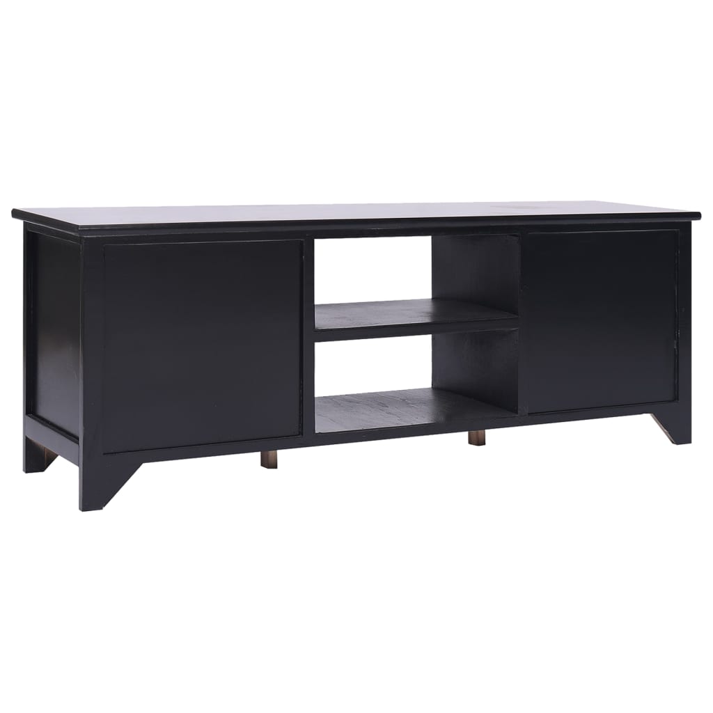 Tv-meubel 108x30x40 cm massief paulowniahout zwart is nu te koop bij PeponiXL, paradijselijk wonen!