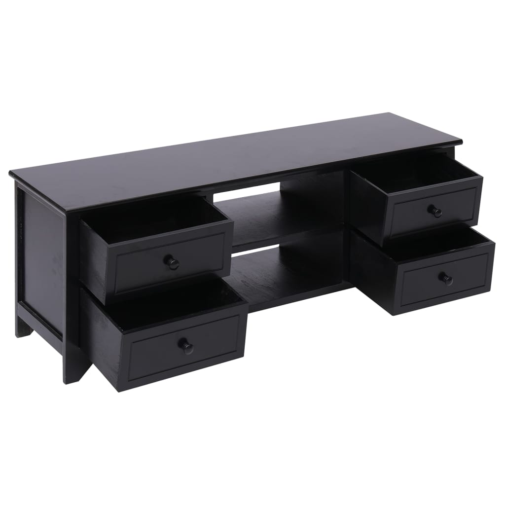 Tv-meubel 108x30x40 cm massief paulowniahout zwart is nu te koop bij PeponiXL, paradijselijk wonen!