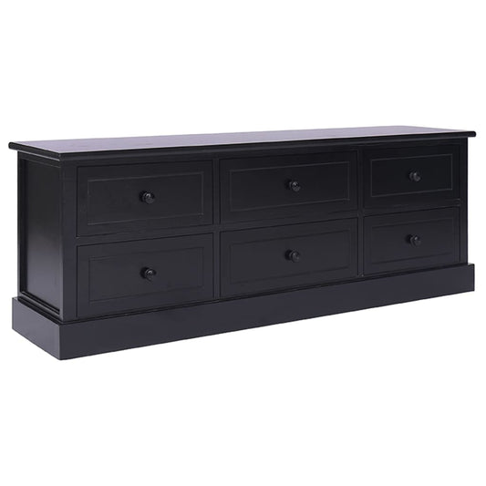 Tv-meubel 108x30x40 cm massief paulowniahout zwart is nu te koop bij PeponiXL, paradijselijk wonen!