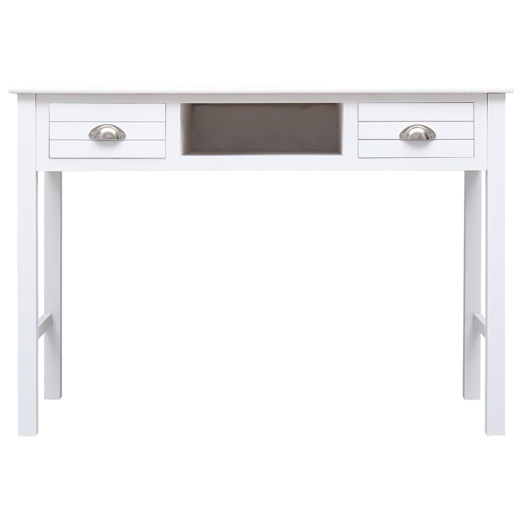 Bureau 108x45x76 cm massief paulowniahout wit is nu te koop bij PeponiXL, paradijselijk wonen!