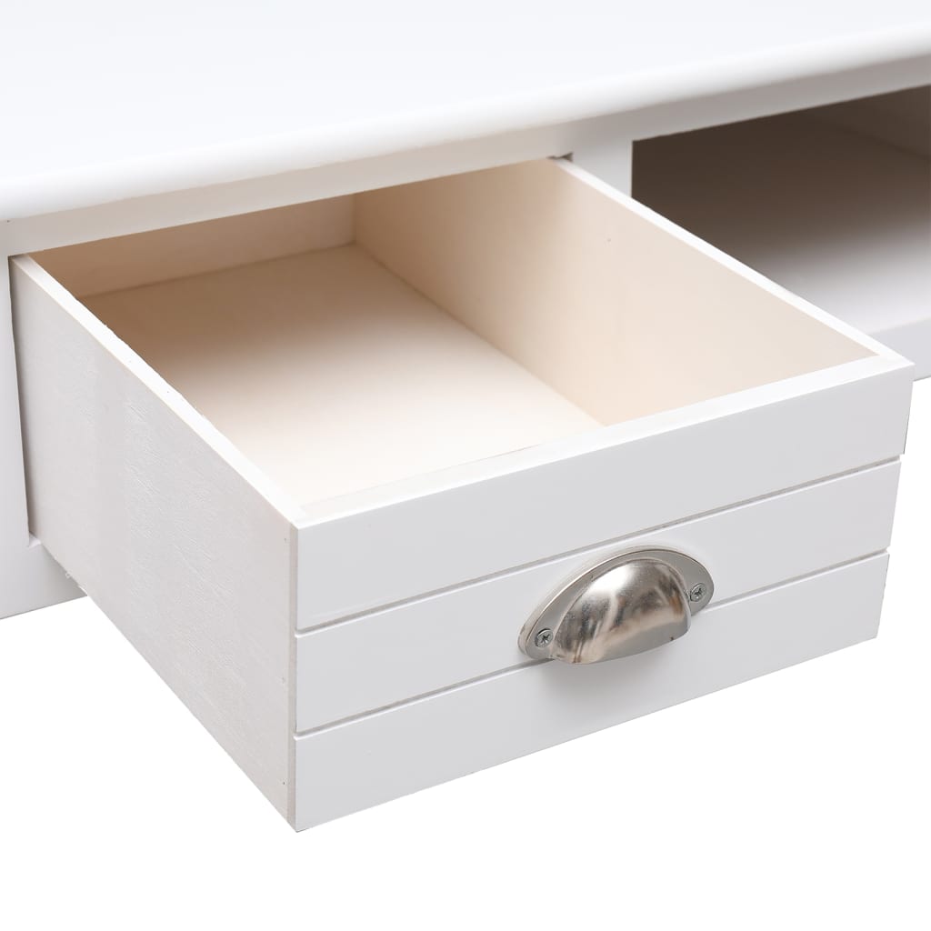 Bureau 108x45x76 cm massief paulowniahout wit is nu te koop bij PeponiXL, paradijselijk wonen!