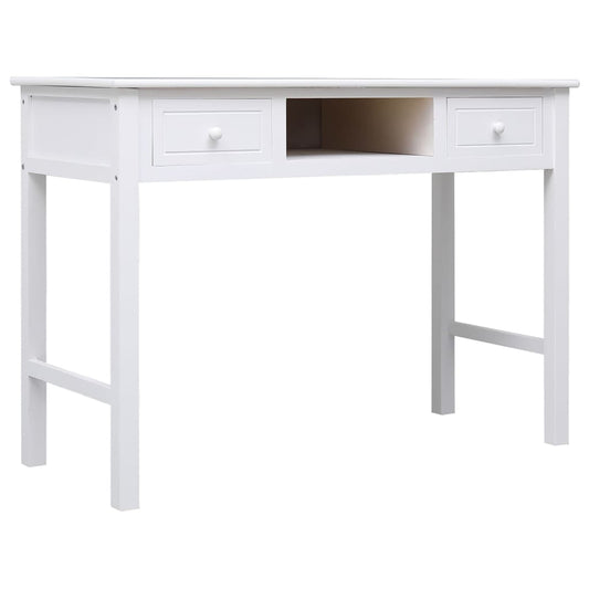 Bureau 108x45x76 cm massief paulowniahout wit is nu te koop bij PeponiXL, paradijselijk wonen!