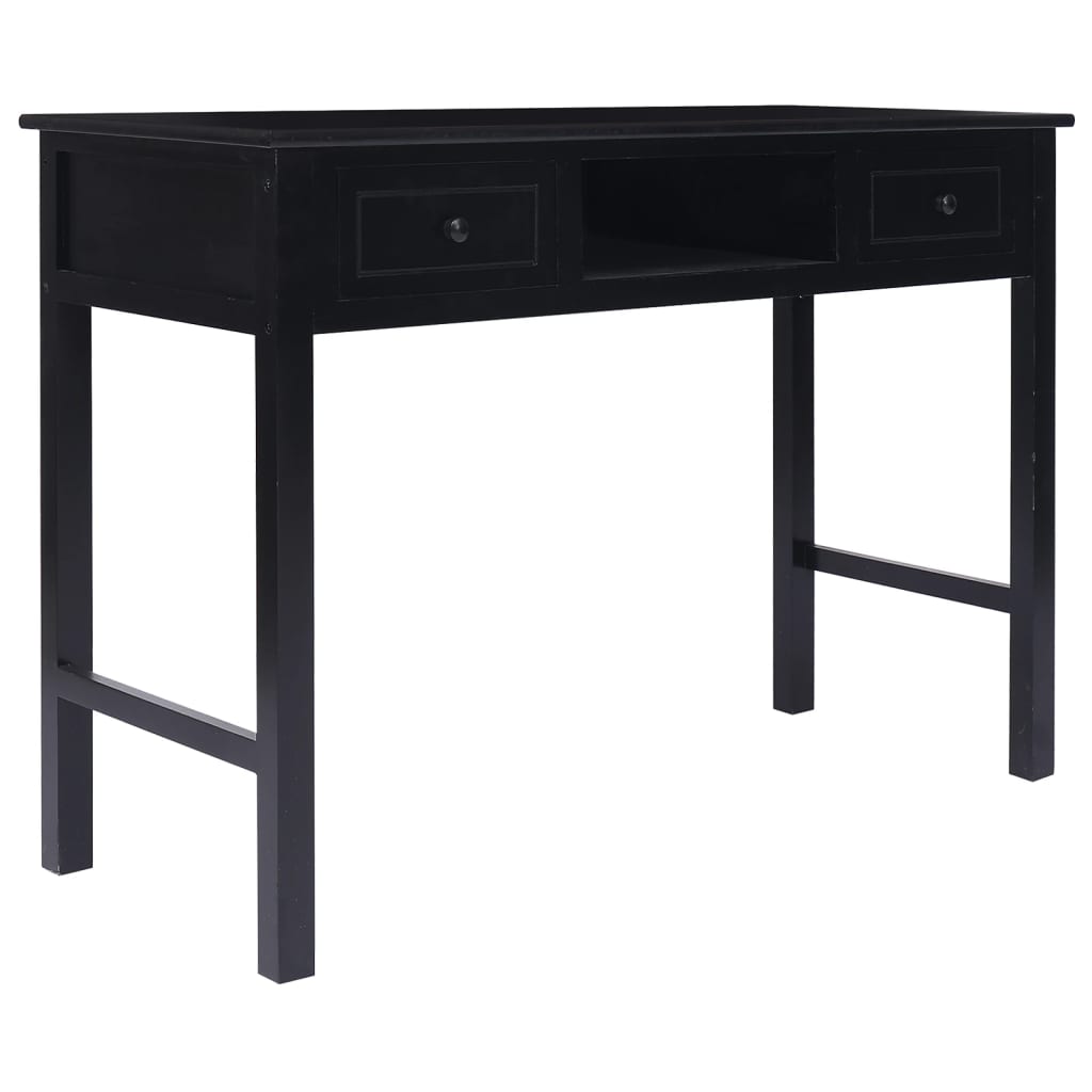 Bureau 108x45x76 cm massief paulowniahout zwart is nu te koop bij PeponiXL, paradijselijk wonen!