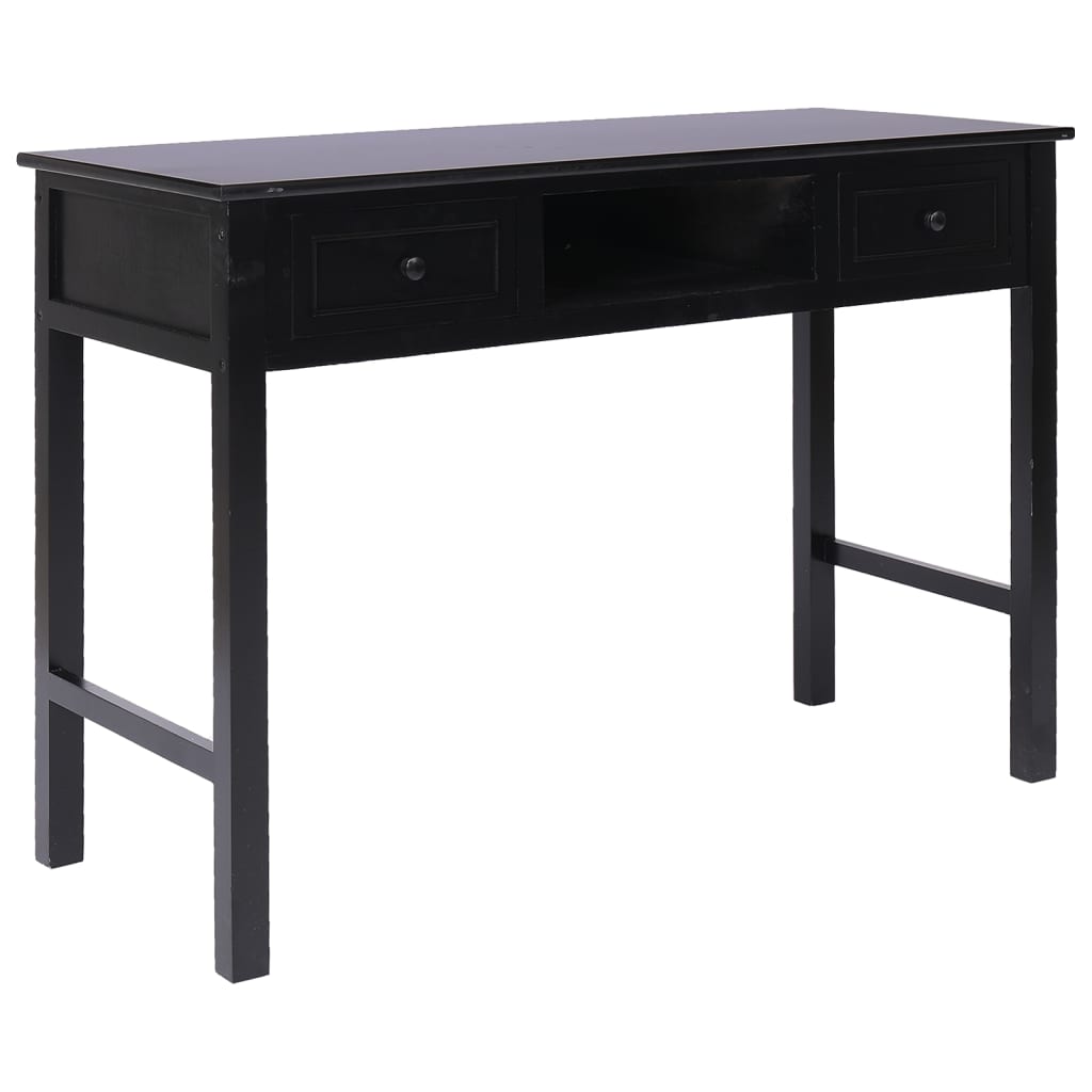 Bureau 108x45x76 cm massief paulowniahout zwart is nu te koop bij PeponiXL, paradijselijk wonen!