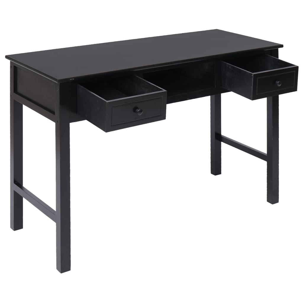 Bureau 108x45x76 cm massief paulowniahout zwart is nu te koop bij PeponiXL, paradijselijk wonen!