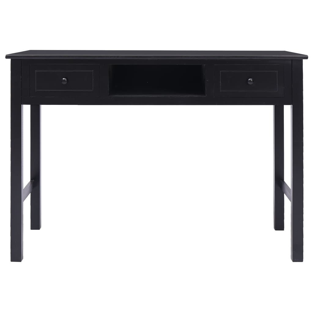 Bureau 108x45x76 cm massief paulowniahout zwart is nu te koop bij PeponiXL, paradijselijk wonen!