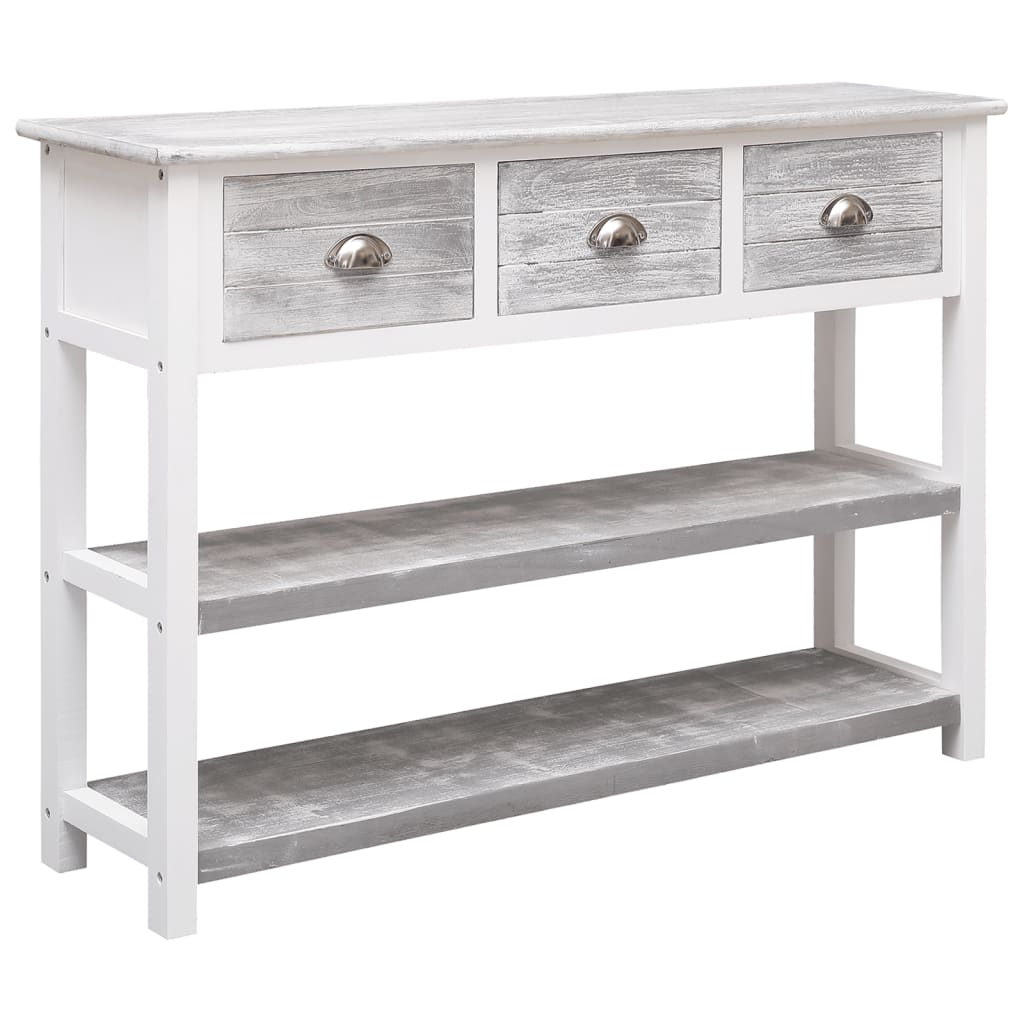 Dressoir 108x30x76 cm massief paulowniahout antiekgrijs is nu te koop bij PeponiXL, paradijselijk wonen!