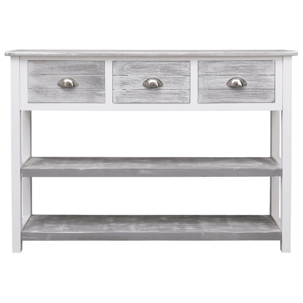 Dressoir 108x30x76 cm massief paulowniahout antiekgrijs is nu te koop bij PeponiXL, paradijselijk wonen!