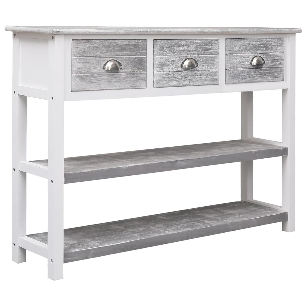Dressoir 108x30x76 cm massief paulowniahout antiekgrijs is nu te koop bij PeponiXL, paradijselijk wonen!