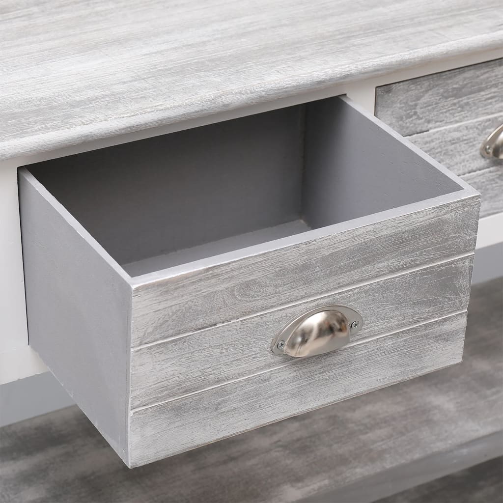 Dressoir 108x30x76 cm massief paulowniahout antiekgrijs is nu te koop bij PeponiXL, paradijselijk wonen!