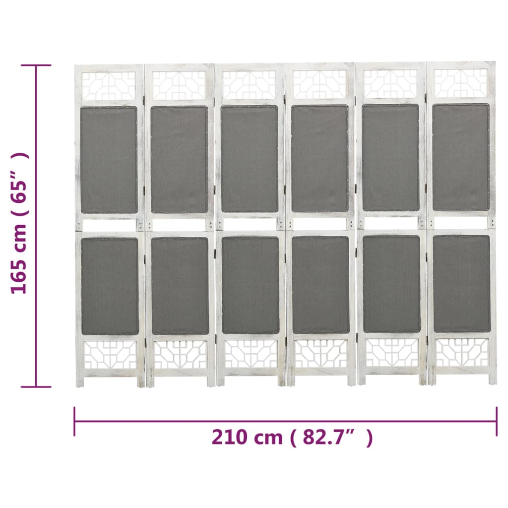 Kamerscherm met 6 panelen 210x165 cm stof grijs is nu te koop bij PeponiXL, paradijselijk wonen!