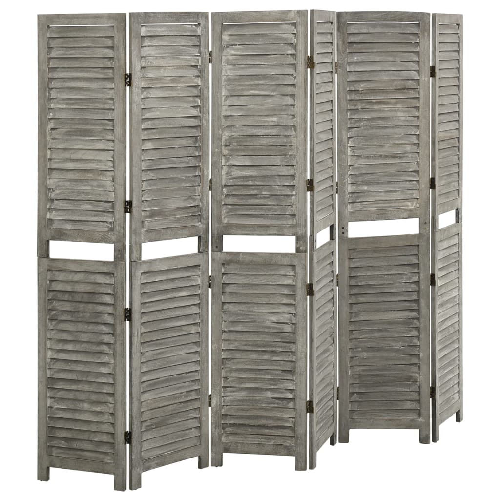 Kamerscherm met 6 panelen 214x166 cm massief hout grijs is nu te koop bij PeponiXL, paradijselijk wonen!