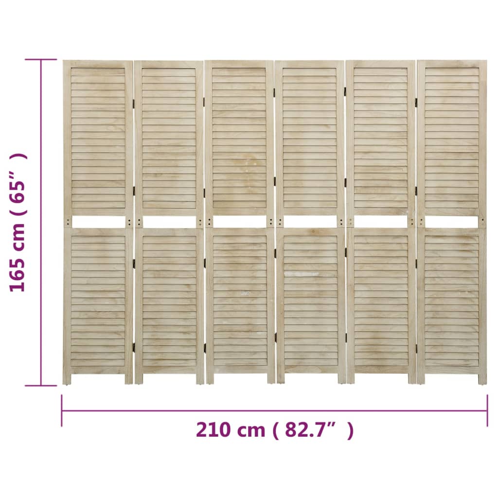 Kamerscherm met 6 panelen 210x165 cm massief paulowniahout is nu te koop bij PeponiXL, paradijselijk wonen!