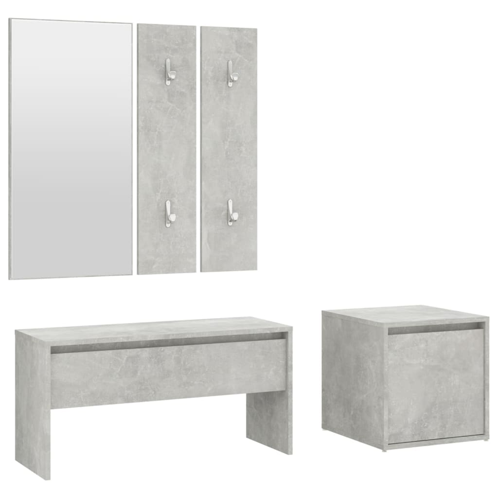 Garderobe set bewerkt hout betongrijs is nu te koop bij PeponiXL, paradijselijk wonen!