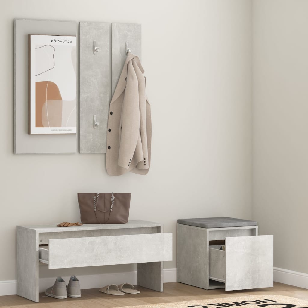 Garderobe set bewerkt hout betongrijs is nu te koop bij PeponiXL, paradijselijk wonen!
