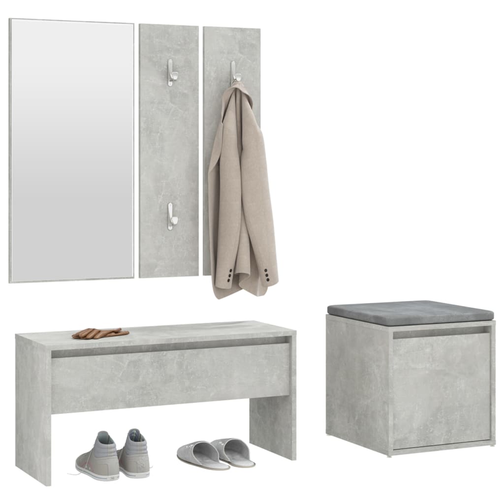 Garderobe set bewerkt hout betongrijs is nu te koop bij PeponiXL, paradijselijk wonen!
