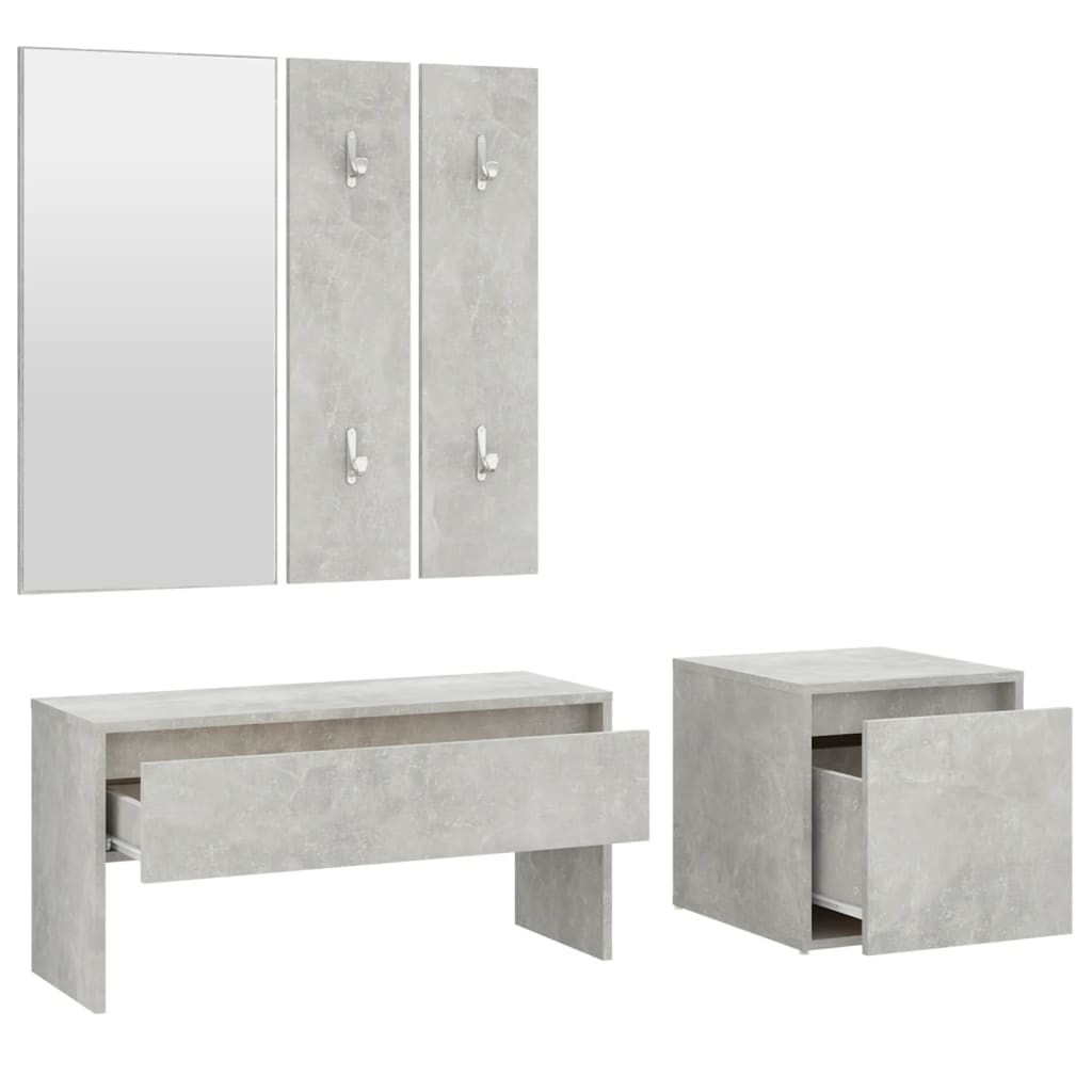 Garderobe set bewerkt hout betongrijs is nu te koop bij PeponiXL, paradijselijk wonen!