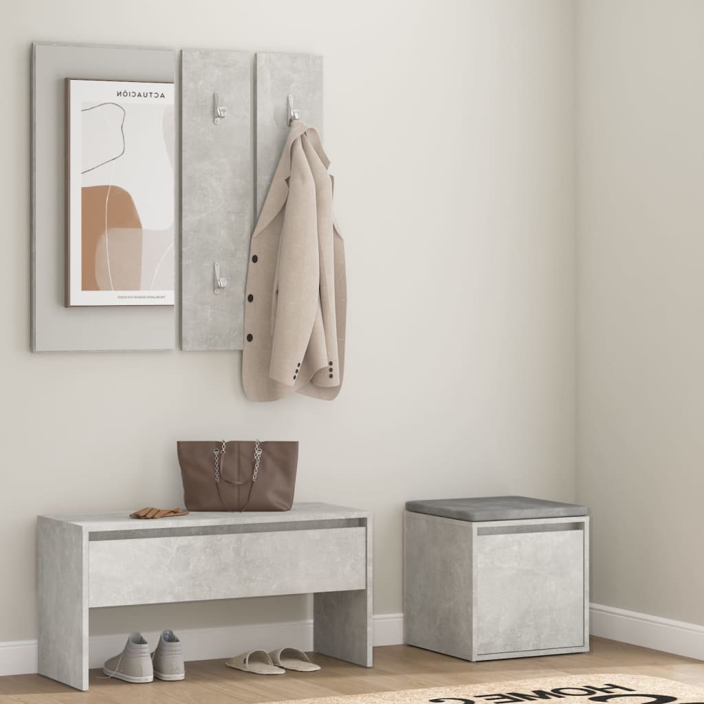 Garderobe set bewerkt hout betongrijs is nu te koop bij PeponiXL, paradijselijk wonen!