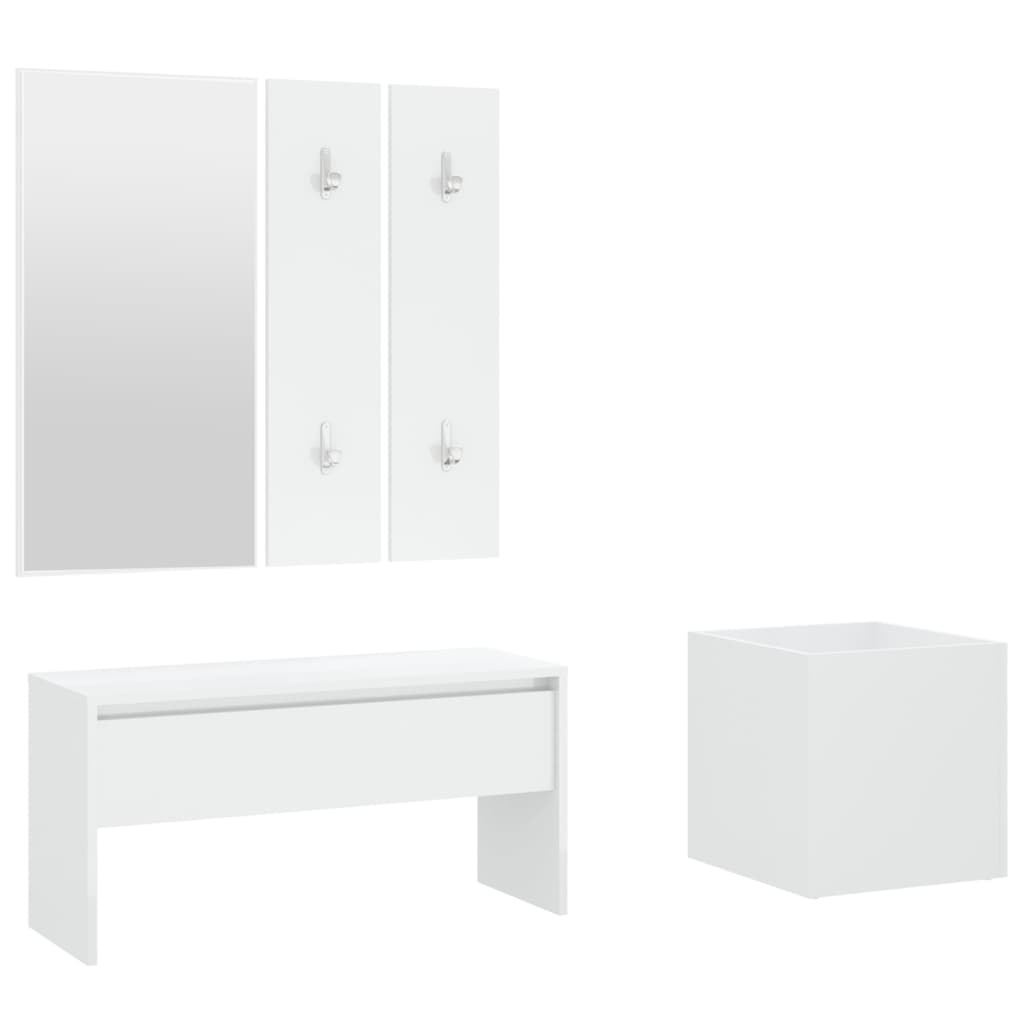 Garderobe set bewerkt hout wit is nu te koop bij PeponiXL, paradijselijk wonen!