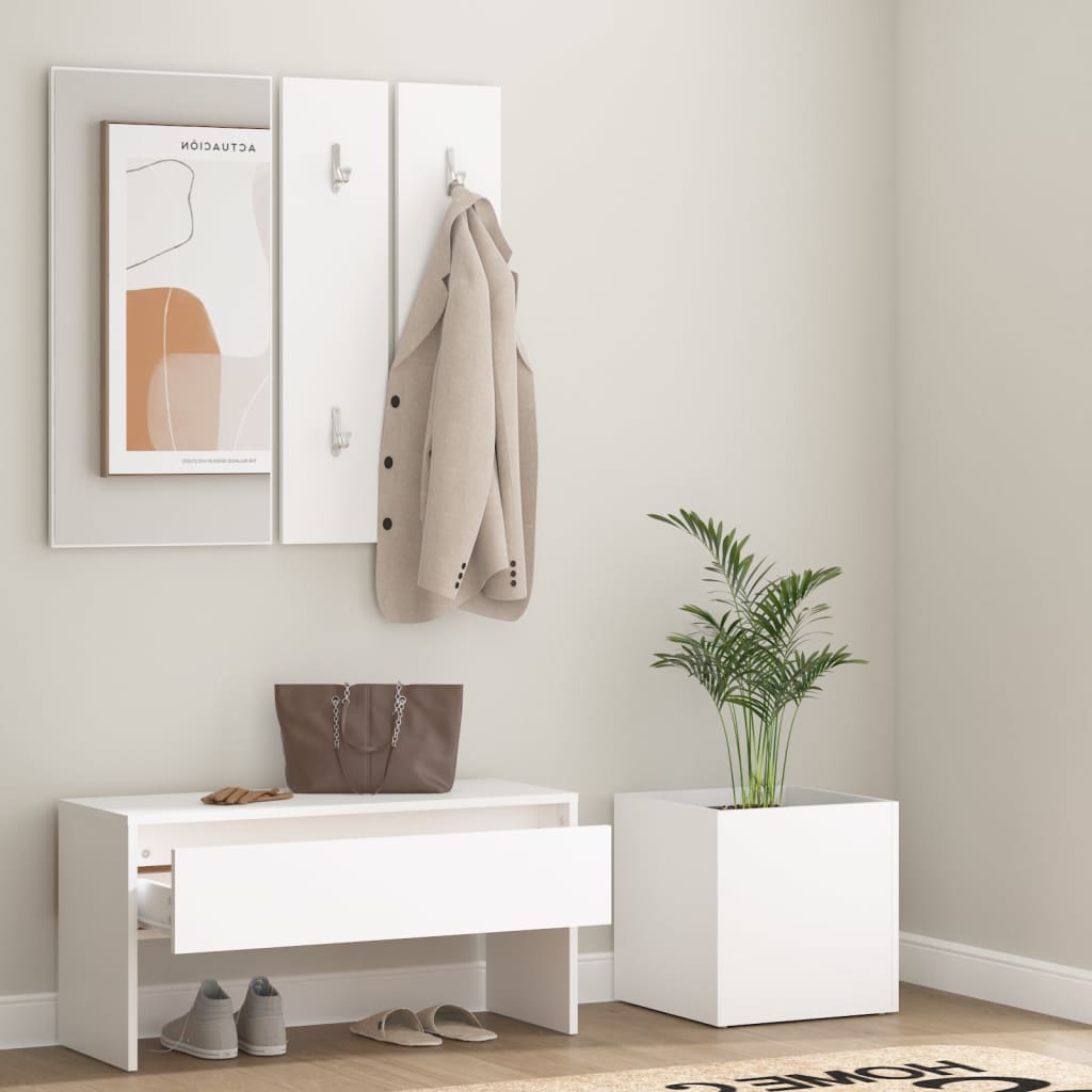 Garderobe set bewerkt hout wit is nu te koop bij PeponiXL, paradijselijk wonen!