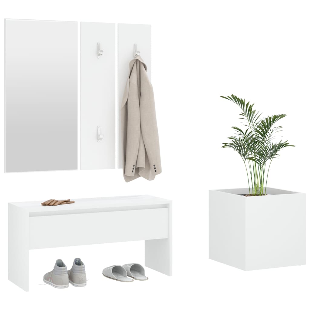 Garderobe set bewerkt hout wit is nu te koop bij PeponiXL, paradijselijk wonen!