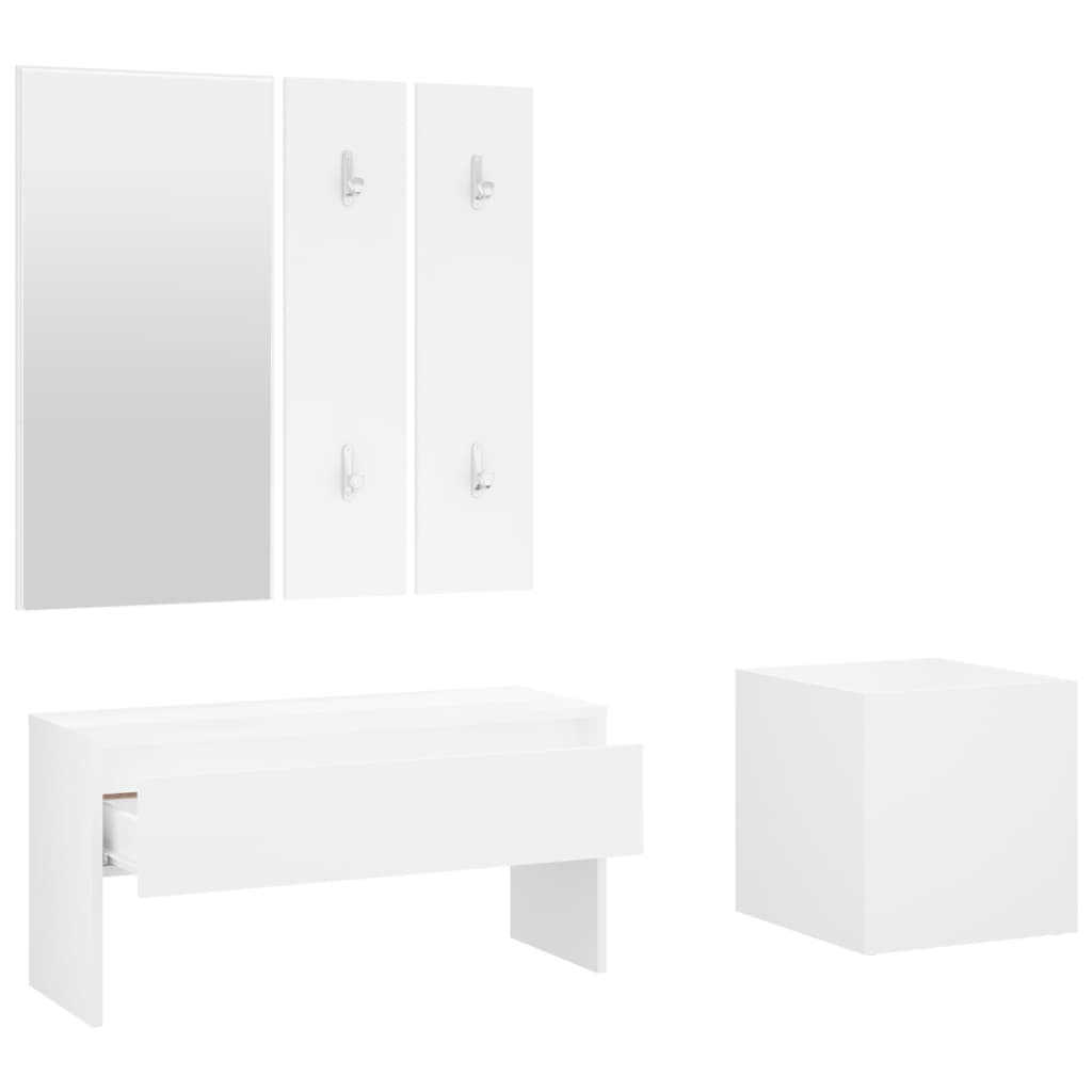 Garderobe set bewerkt hout wit is nu te koop bij PeponiXL, paradijselijk wonen!