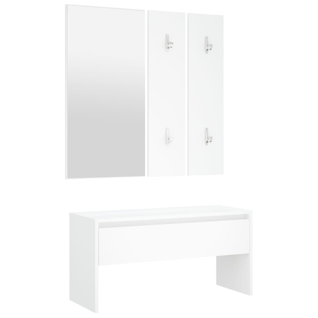 Garderobe set bewerkt hout wit is nu te koop bij PeponiXL, paradijselijk wonen!