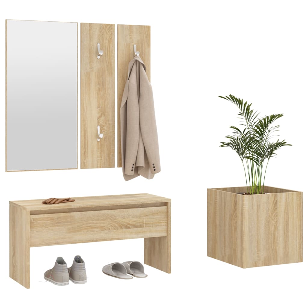 Garderobe set bewerkt hout sonoma eiken is nu te koop bij PeponiXL, paradijselijk wonen!