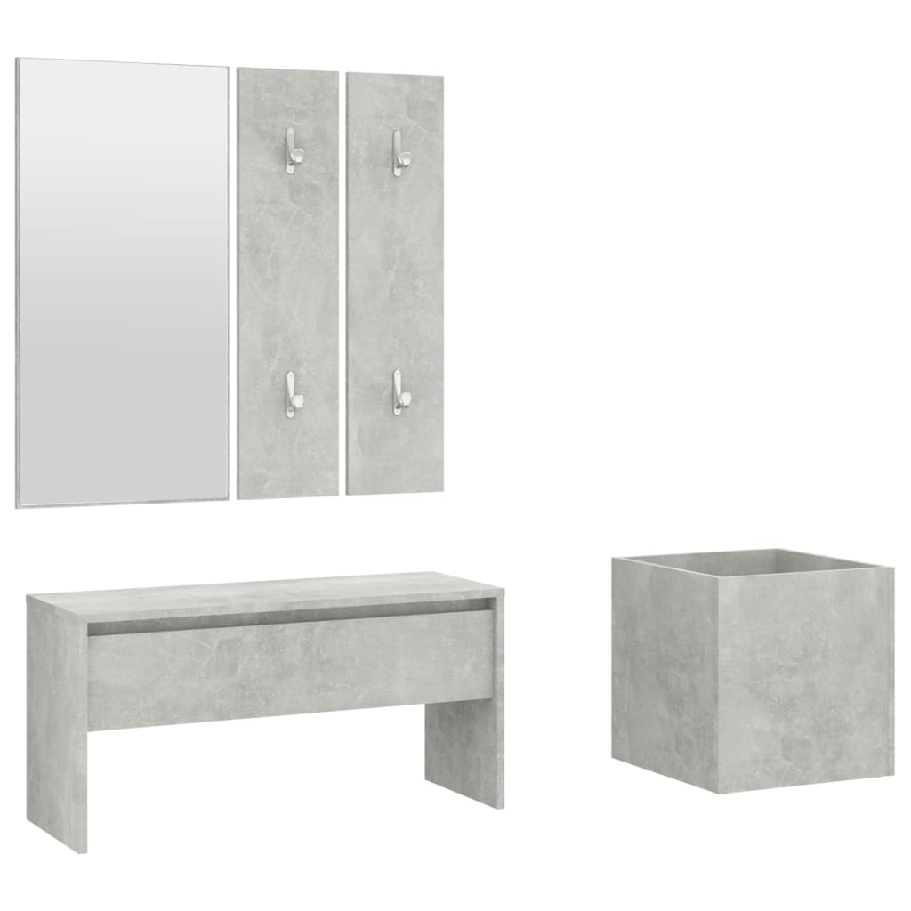 Garderobe set bewerkt hout betongrijs is nu te koop bij PeponiXL, paradijselijk wonen!